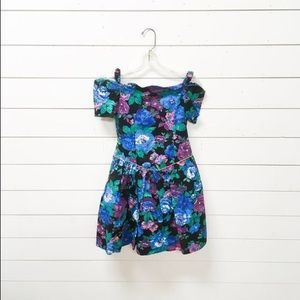 Vintage Floral Off Shoulder Party Dress